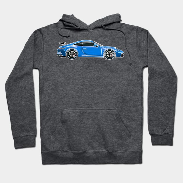 Porsche 911 GT3 blue Hoodie by Aurealis